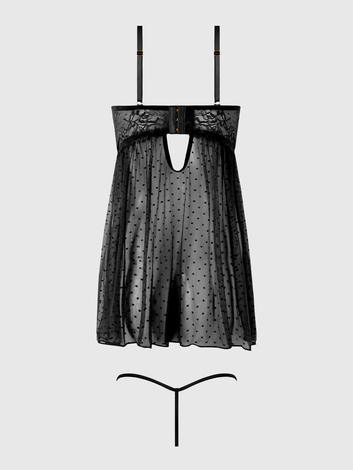 Elizabeth Lace & Rhinestone Push Up Babydoll & G-String - Image 13