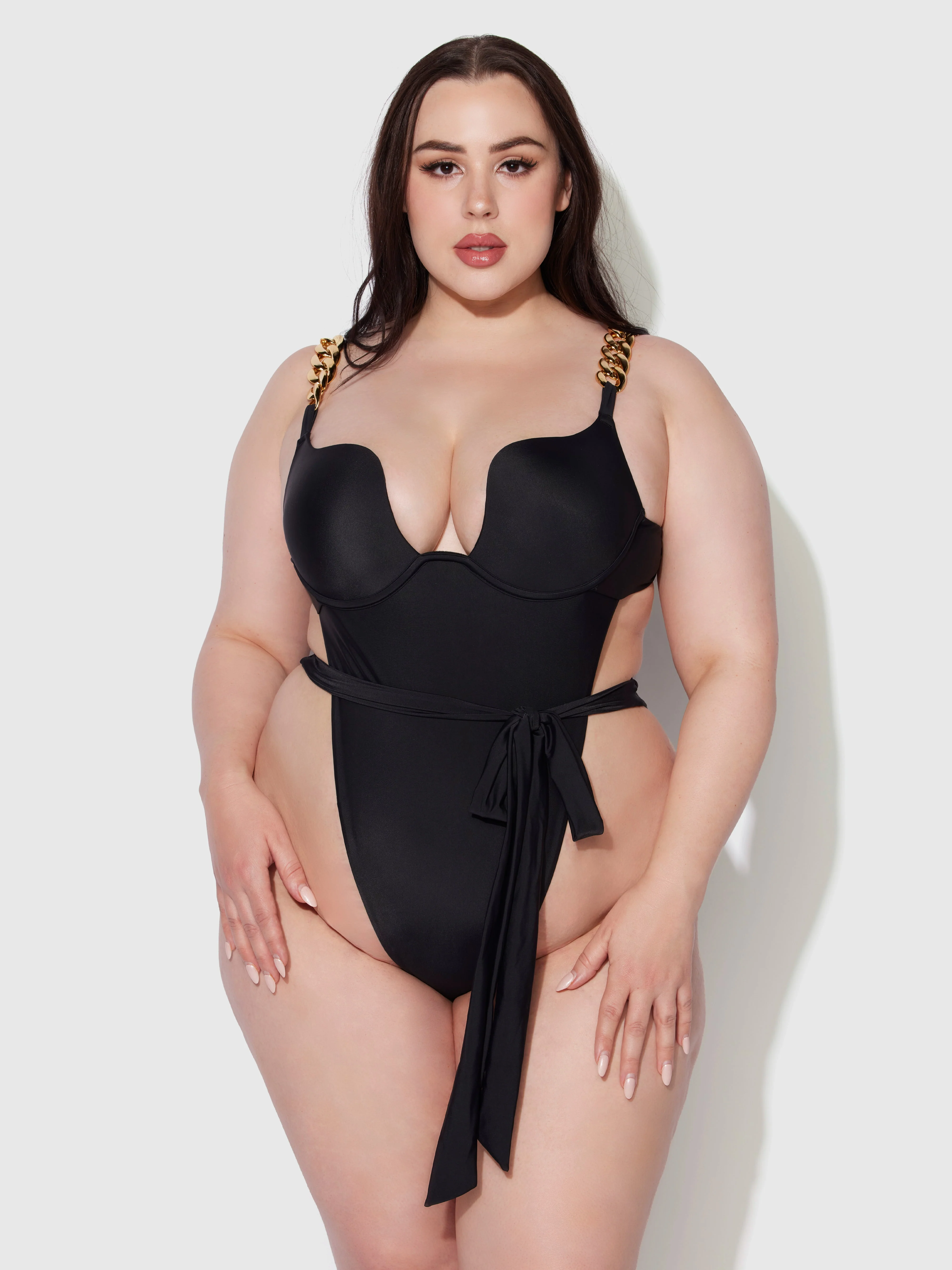 Rising Star Plunge Push Up Swim One Piece with Chain - Image 5