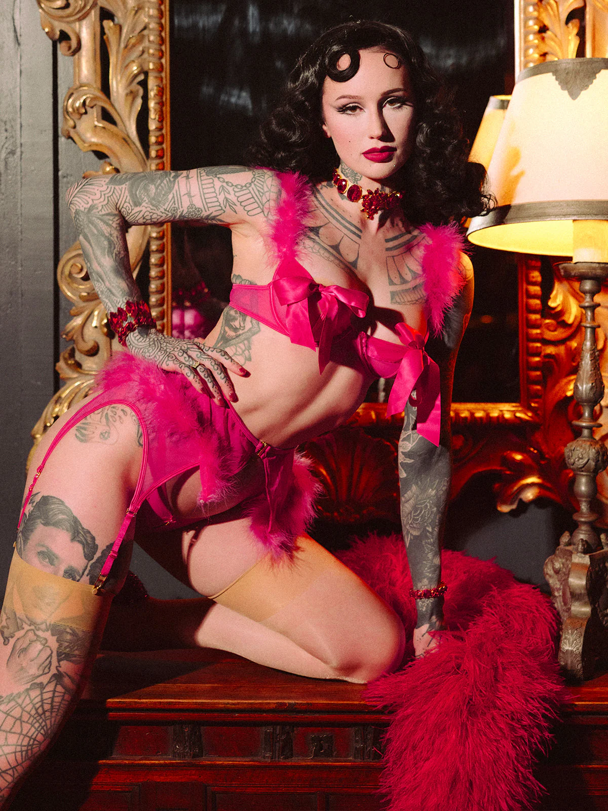 Scarlett Marabou & Mesh Openable Cup Bra